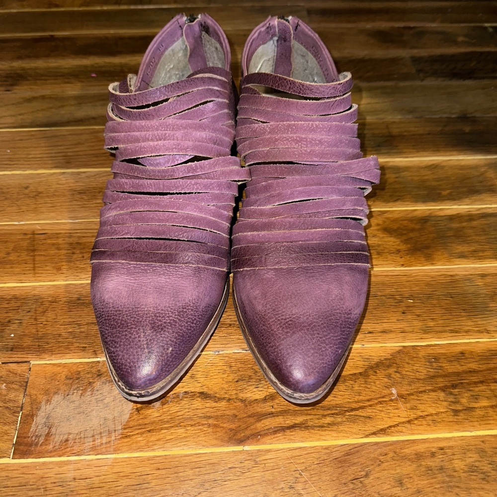 Free People Lost Valley distressed ankle boot in berry, size 39